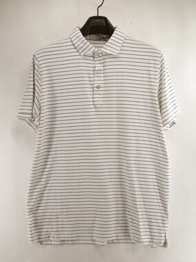 Tasc Performance Men's XL Polo Shirt Bamboo Organic Cotton Striped White Blue